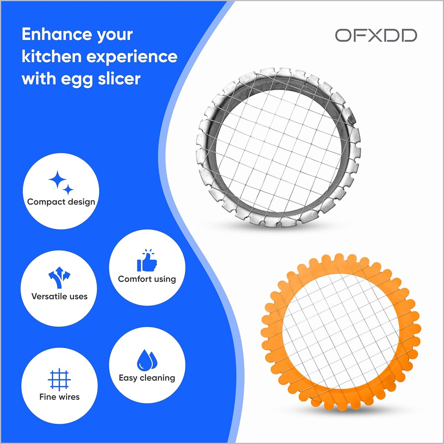 Egg Dicer for Hard Boiled Eggs - Manual Egg Salad Chopper Grid - Boiled Potato, Carrot & Egg Cutter - Wire Grid for Salads, Sandwiches, Appetizers, 3 Pcs, Plastic and Metal