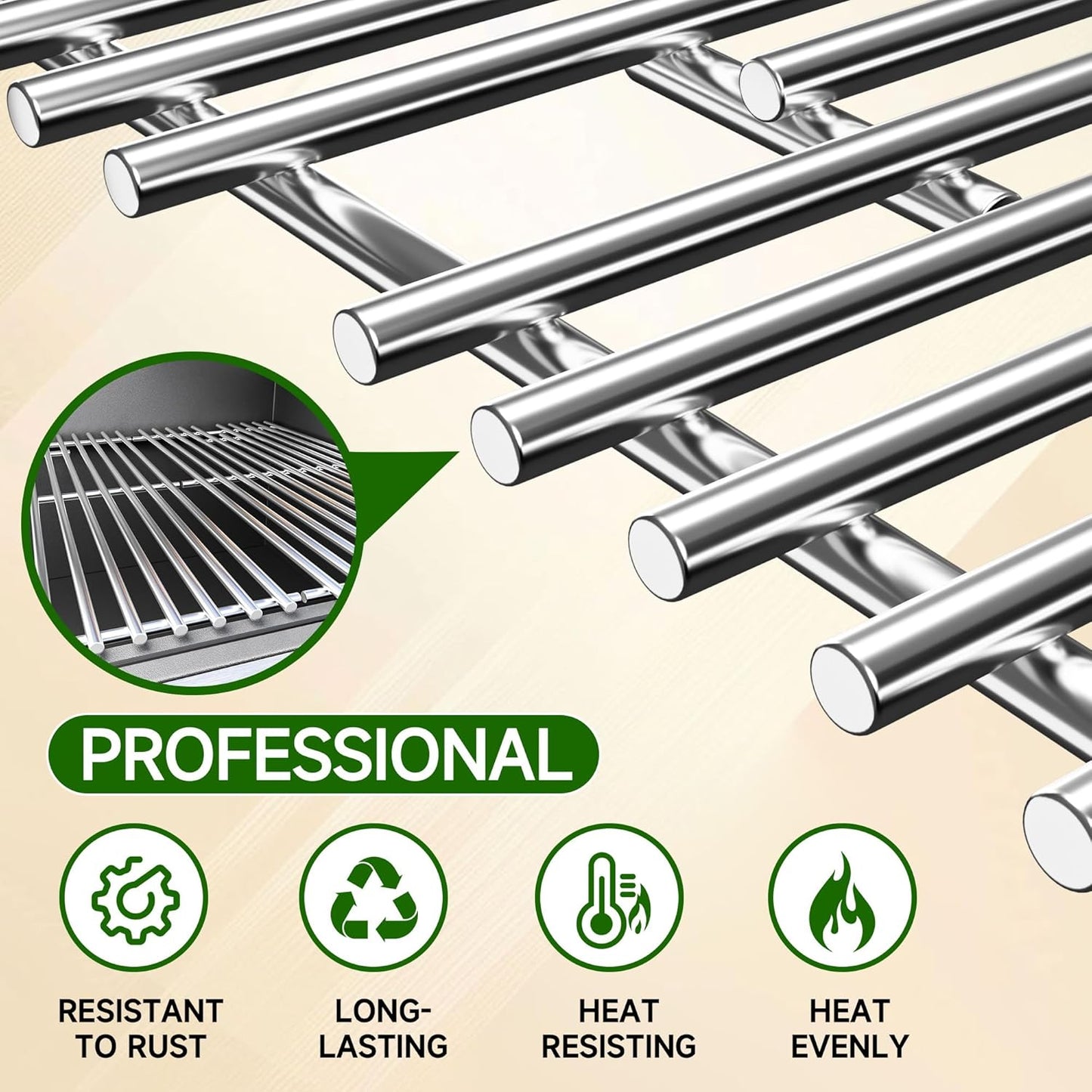 Grill Grate for Charbroil Tru Infrared 4 Burner 463242715 463242716 463276016 466242715 466242716 G533-0009-W1A, Grill Replacement Parts for Nexgrill 720-0882A BHG 720-0882, 17inch, Stainless Steel