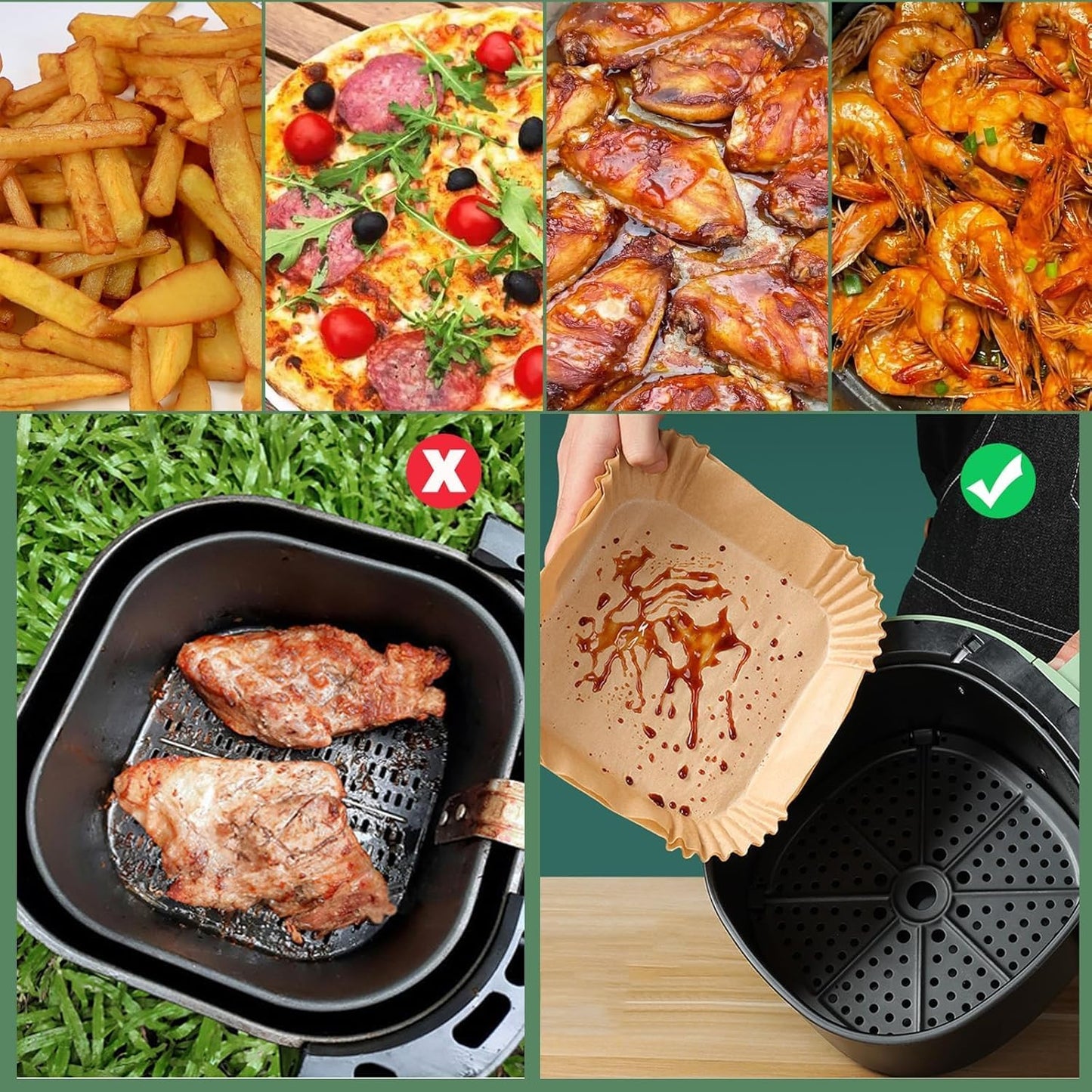 Air Fryer Liners Disposable,300Pcs LYHOLKEER 9inch Airfryer Liners for 5-8QT Air Fryer,Square Air Fryer Parchment Paper Liners for Ninja AF141,AF142,AF181,AF182,COSORI,Chefman,Instant Pot,Cuisinart