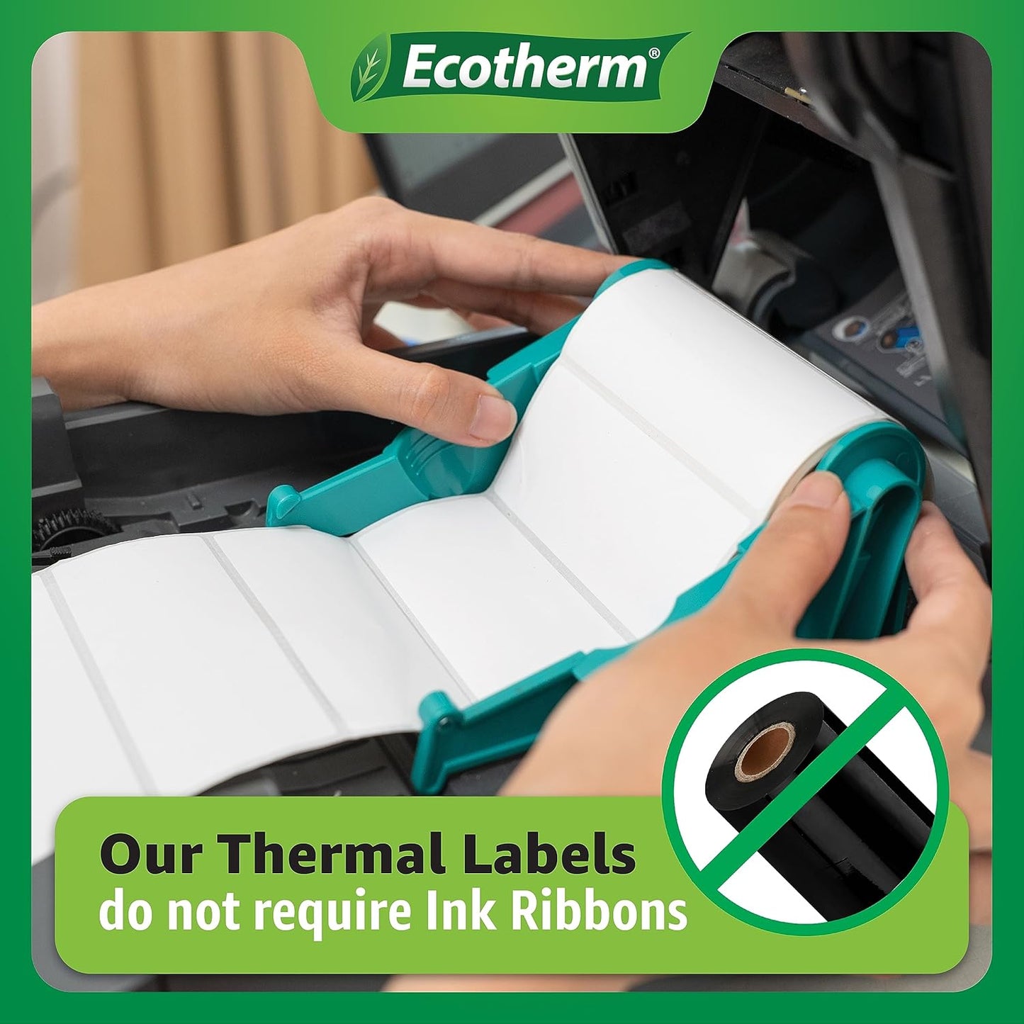 1" x .5" Thermal Labels | 4 Rolls | 9800 Labels | fits Zebra, Godex, Arkscan, iDPRT, Offnova Thermal Label Printers and More | Blank White Adhesive Stickers by Ecotherm