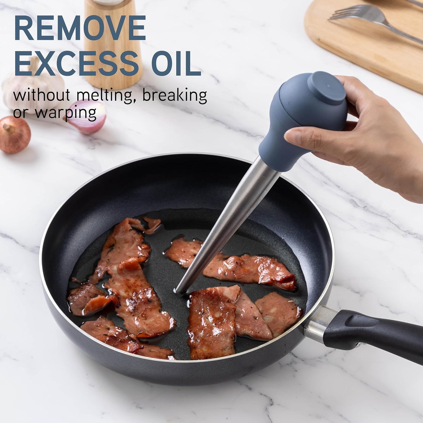 COOK WITH COLOR Turkey Baster with Cleaning Brush - Food Grade Syringe Baster For Cooking, Deluxe Set, Blue