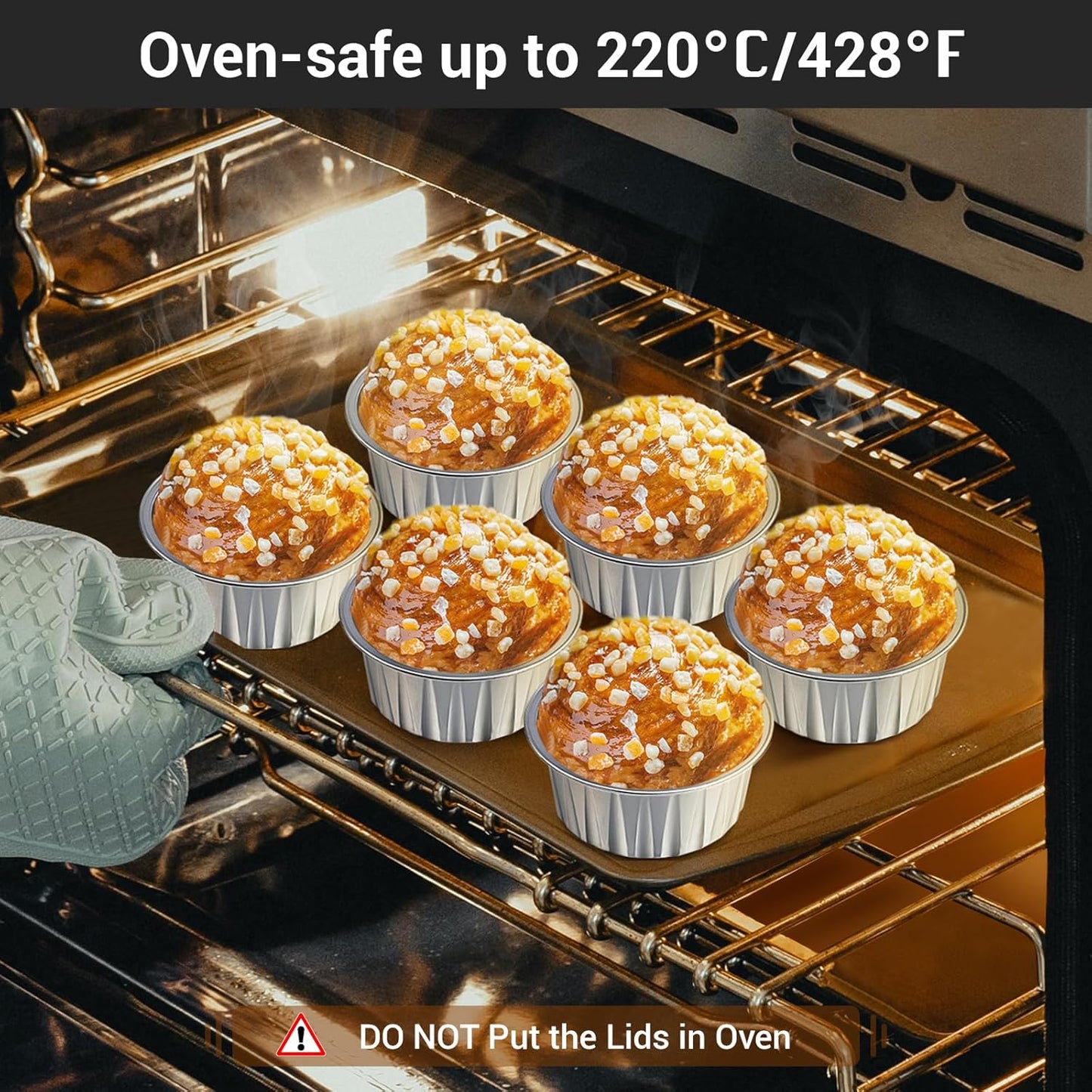 EUSOAR Disposable Foil Baking Cups, 30pcs 5oz Muffin Liners Cups with Lids, Aluminum Cupcake liners Ramekins Pans, Baking Cups, Aluminum Foil Creme Brulee Cupcake Holders Pan Containers