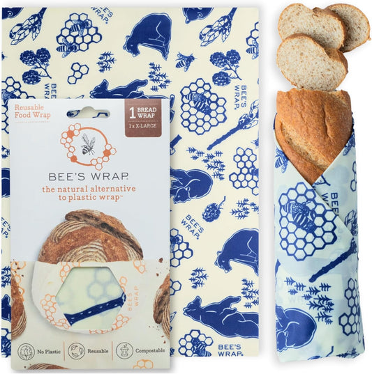 Bee's Wrap Beeswax Wraps for Food - Bees + Bears Bread Wrap - Made in USA Reusable Bread Storage Bags - Organic & Eco-Friendly Alternative to Aluminum Foil, Sourdough Bags & Plastic Wrap