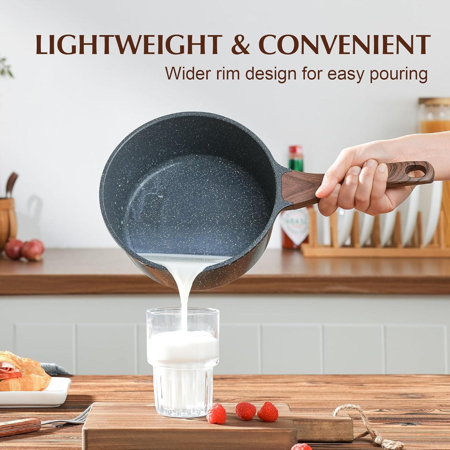 SENSARTE Nonstick Sauce Pan with Lid Saucepan Set, Swiss Granite Coating Sauce Pot Kitchen Cooking Pot, Induction Comptable, Free of Intentionally Added PFOA, 2 + 2.5 QT