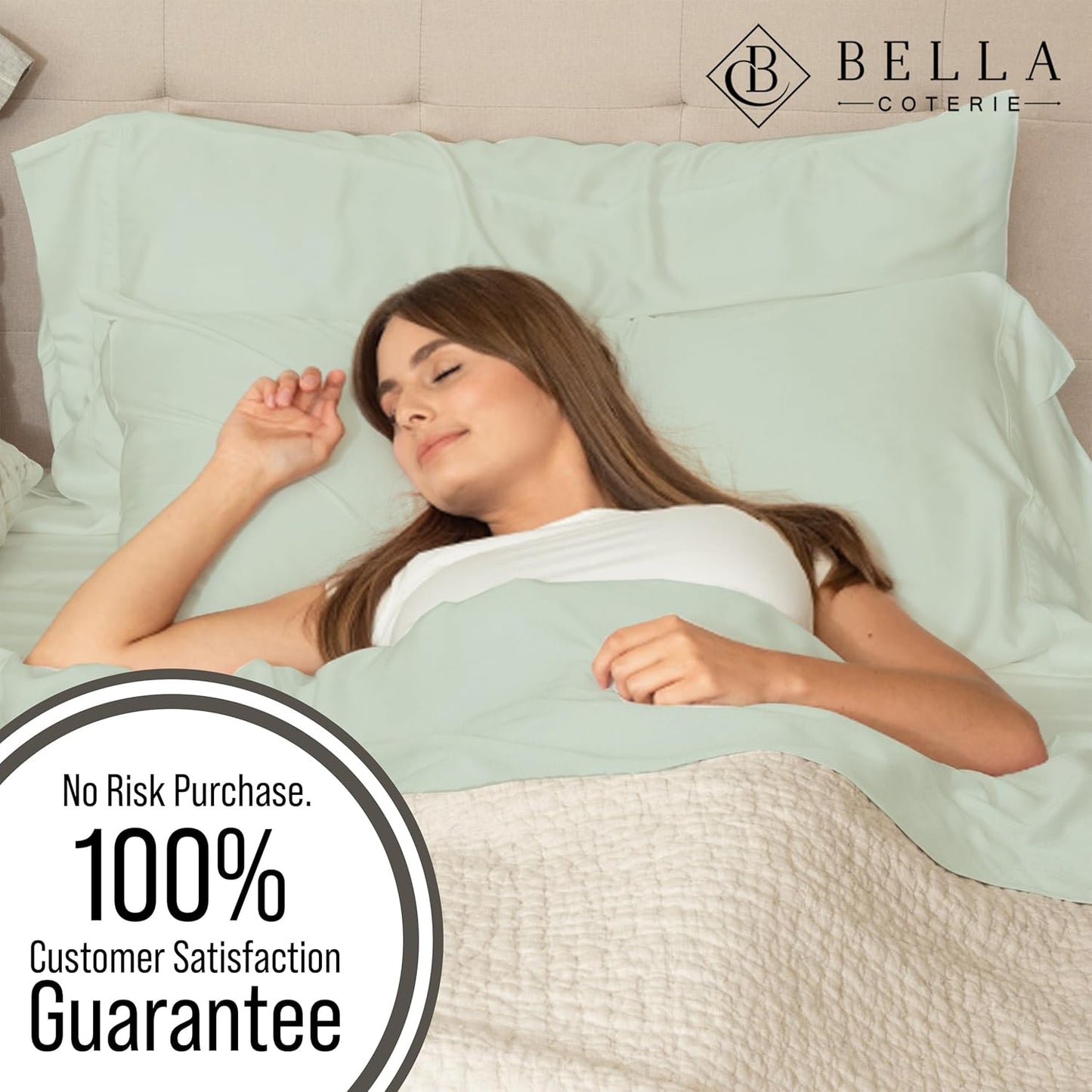 Bella Coterie Luxury Bamboo Viscose Twin XL Size Sheet Set | 100% Organically Grown | Ultra Soft | Cooling for Hot Sleepers | 18" Deep Pocket [Sea Glass]