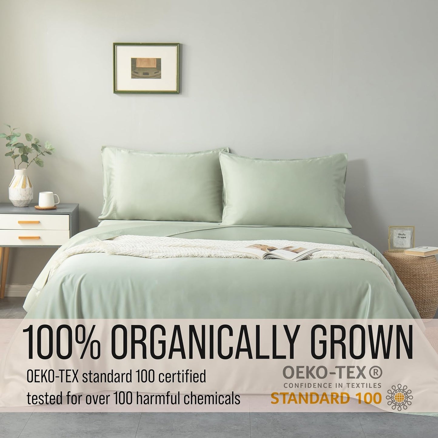 Bella Coterie Luxury Bamboo Viscose Cal King Size Sheet Set | 100% Organically Grown | Ultra Soft | Cooling for Hot Sleepers | 18" Deep Pocket [Sea Glass]