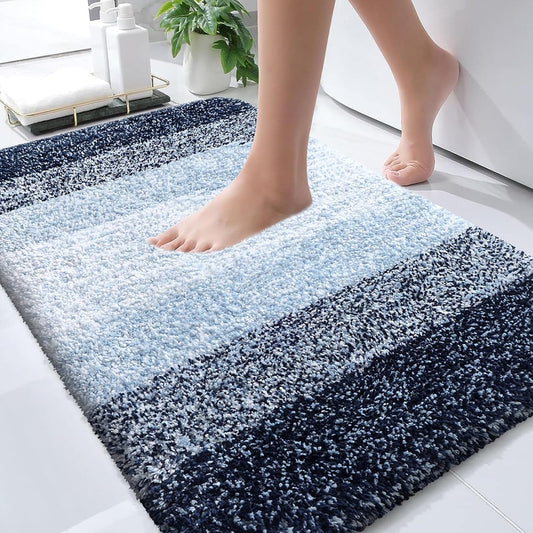 OLANLY Bathroom Rugs Mat 30x20, Extra Soft Absorbent Microfiber Bath Rugs, Rubber Backing, Quick Dry, Machine Washable Bath Mats for Bathroom Floor, Tub and Shower, Home Decor Accessories, Navy Blue
