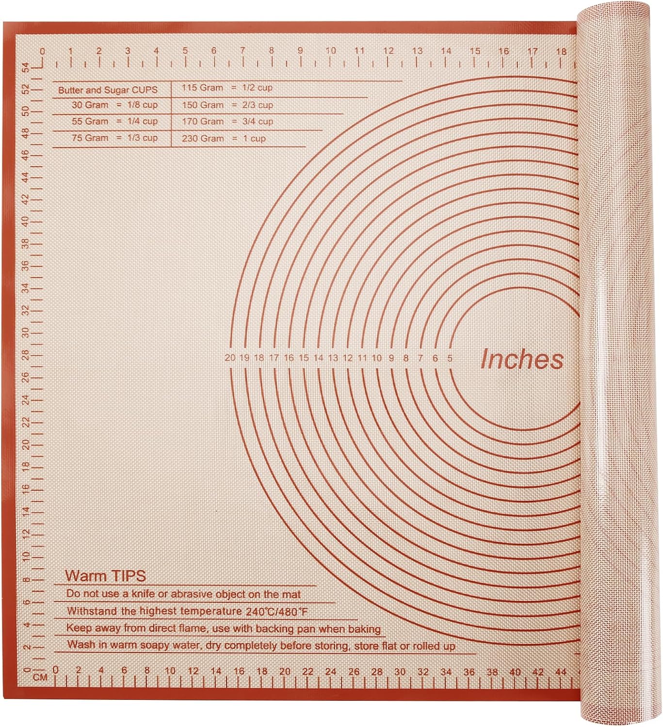 Silicone Pastry Mat 34x26 Inch - Nonstick Baking Mat Perfect for Dough, Pastry, Pie Crust, Fondant, Bread, Cookies, Pasta, Pizza