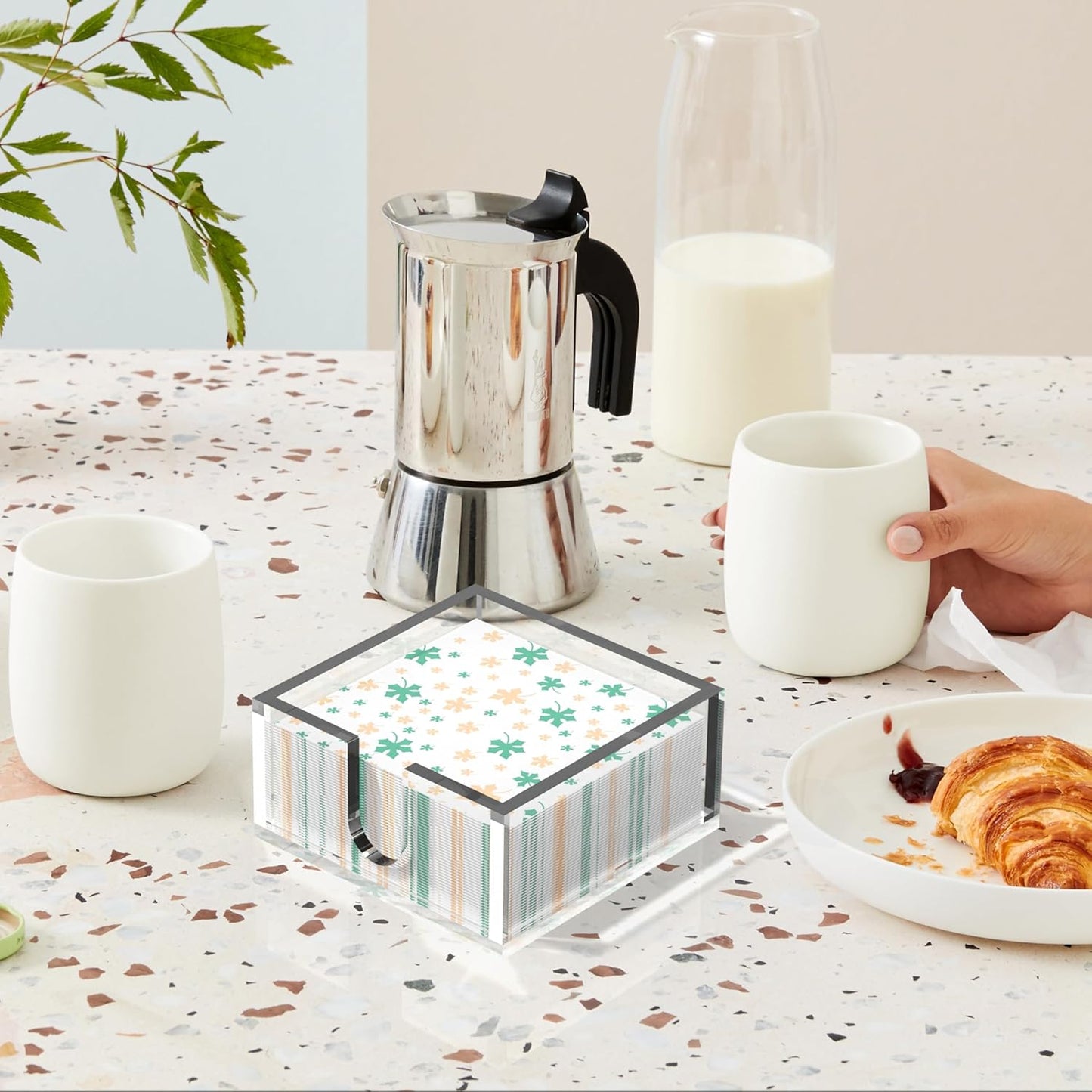 Rubtlamp 2Pcs Acrylic Napkin Holder Bathroom - 0.27Inch Thickness Acrylic Guest Towel Napkin Holder - Hand Towel Tray - Clear Napkin Holders Tissue Dispenser (Clear, 5.5”X5.5”X2.5”)