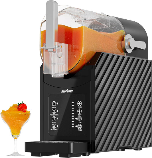 Sunvivi Slushie Machine for Home: 62oz Slushy Machine with Self-Cleaning Function, Professional Frozen Drink Maker with Frozen Juice, Slush & Milkshake, Snow Cone Machine with Hardness Control, Black