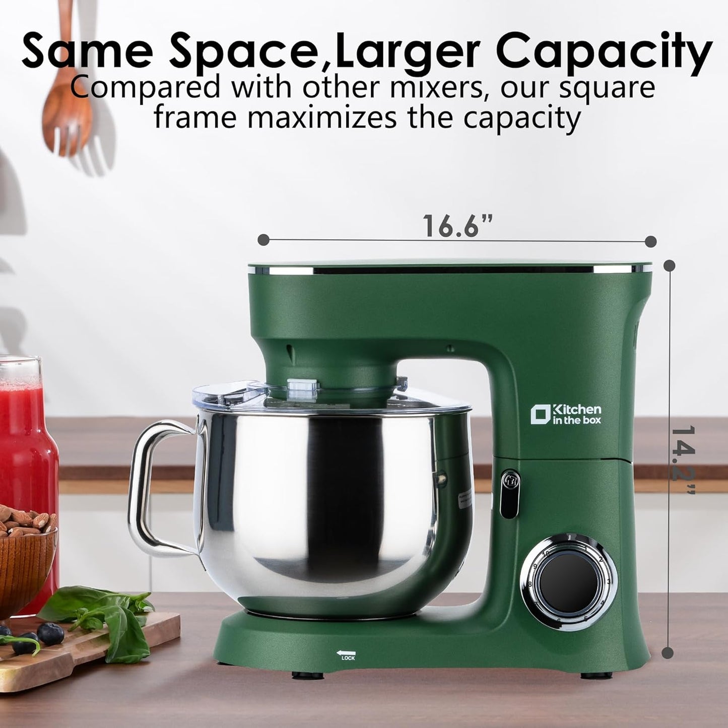 Kitchen in the Box Stand Mixer, 900W 8.5 QT Kitchen Electric Mixer, 10-Speed Large Capacity Tilt-head Food Mixer with Dough Hook, Wire Whip, Flat Beater & Splash Guard (Green)