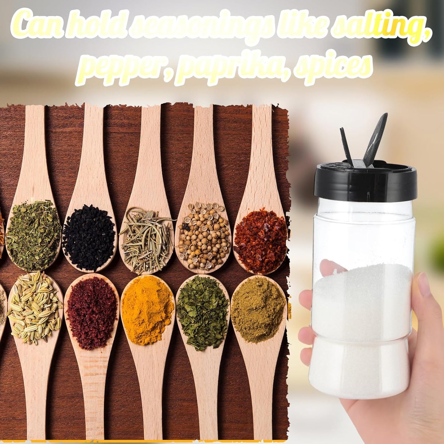 30 Pack 10.1 oz Plastic Spice Jars with Shaker Lids Clear Seasoning Containers Bottles for Kitchen Storing Spice Herbs Seasoning Powders