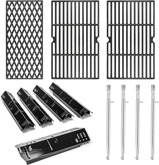 Uniflasy Grill Parts for Dyna-Glo DGH474CRP DGH450CRP,Grill Replacement Part Kit for Dyna-Glo 3/4/5 Burner Grill,Porcelain Steel Grill Heat Plate, Stainless Steel Burner Tube,Cooking Grates