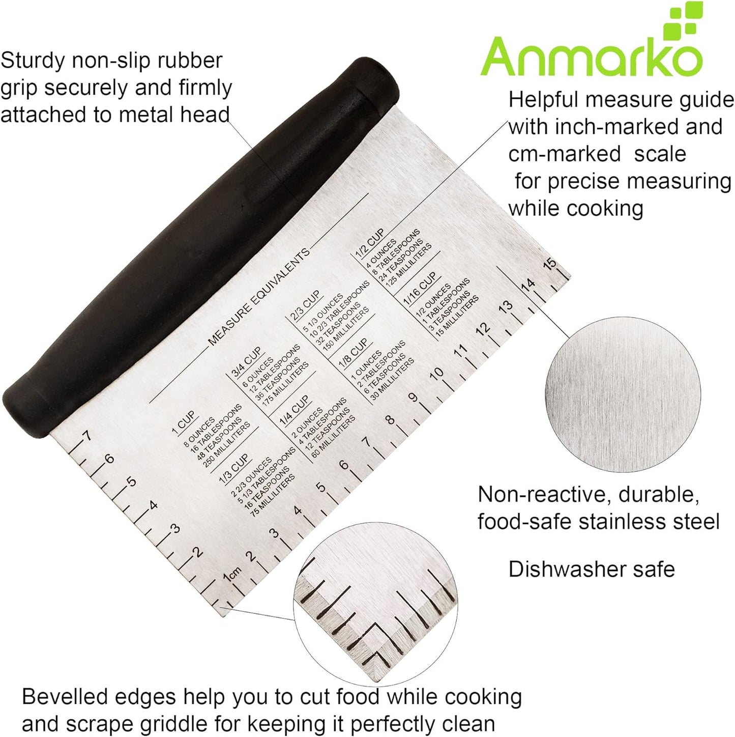 Stainless Steel Metal Griddle Scraper Chopper - Great as Dough Cutter for Bread and Pizza Dough - Multipurpose Kitchen Utensil for Flat Top Griddle - Commercial Quality