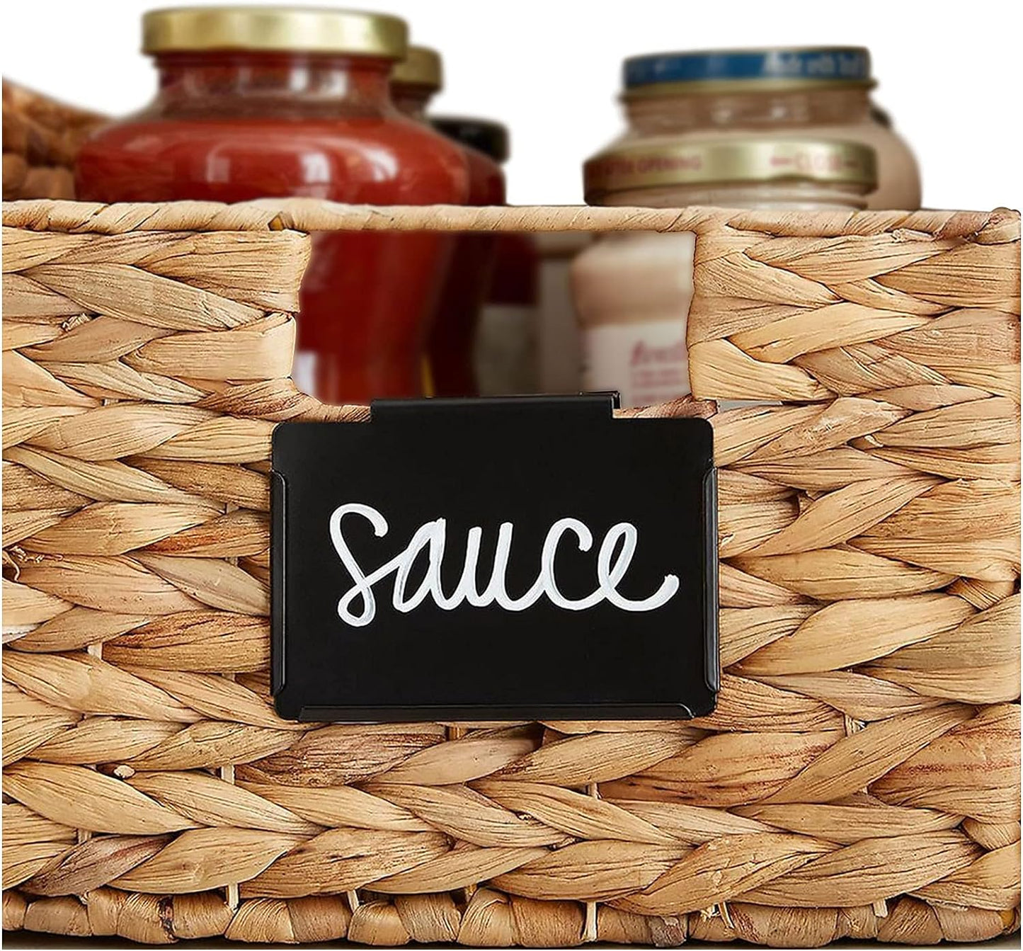 18 Pack Metal Pantry Baskets with Clips, Labels and 4 White Chalk Markers - Organization and Storage for Kitchen Bins