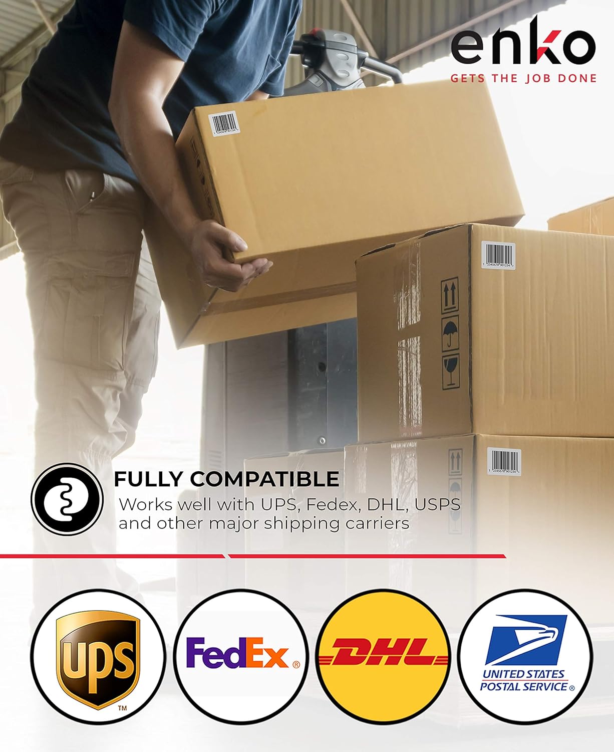 enKo (36 Rolls, 16,200 Labels) 4 x 6 Direct Thermal Address & Shipping Labels Compatible for Zebra 2844 ZP-450 ZP-500 ZP-505, Rollo, Eltron, Neatoscan