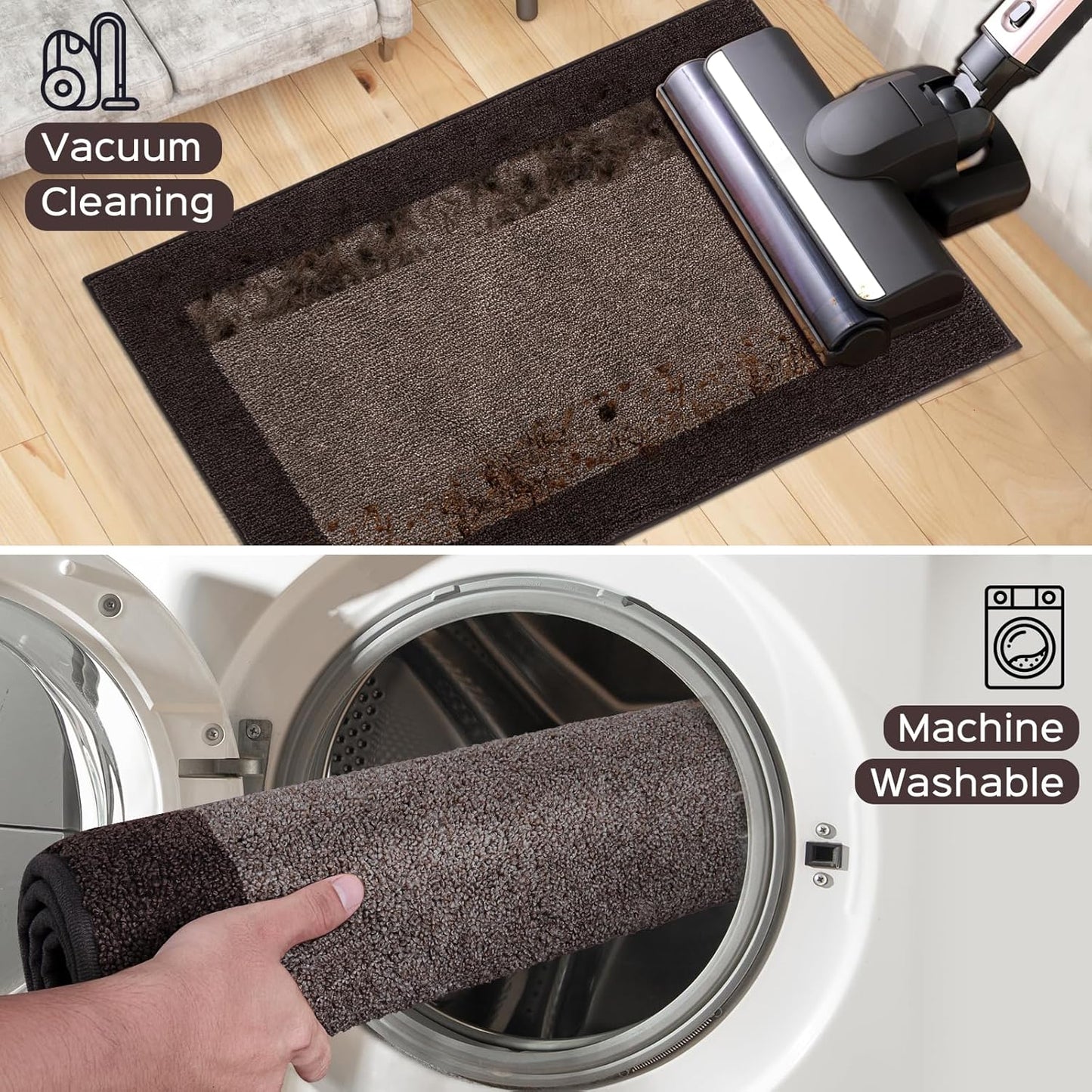 Machine Washable Kitchen Rug 24" x 70", Non Slip Kitchen Mat for Floor, Absorbent Entrance Runner Rug for Bedroom, Hallway, Bathroom, Door (Roll Packing)