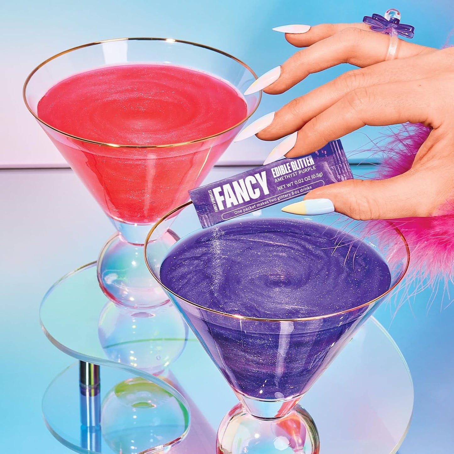 Fancy Sprinkles Pretty Young Thing Edible Glitter Packets Portable & On-The-Go for Sparkling Drinks, Champagne, Cocktails, Wine, Beer, & more. (1 Pack)