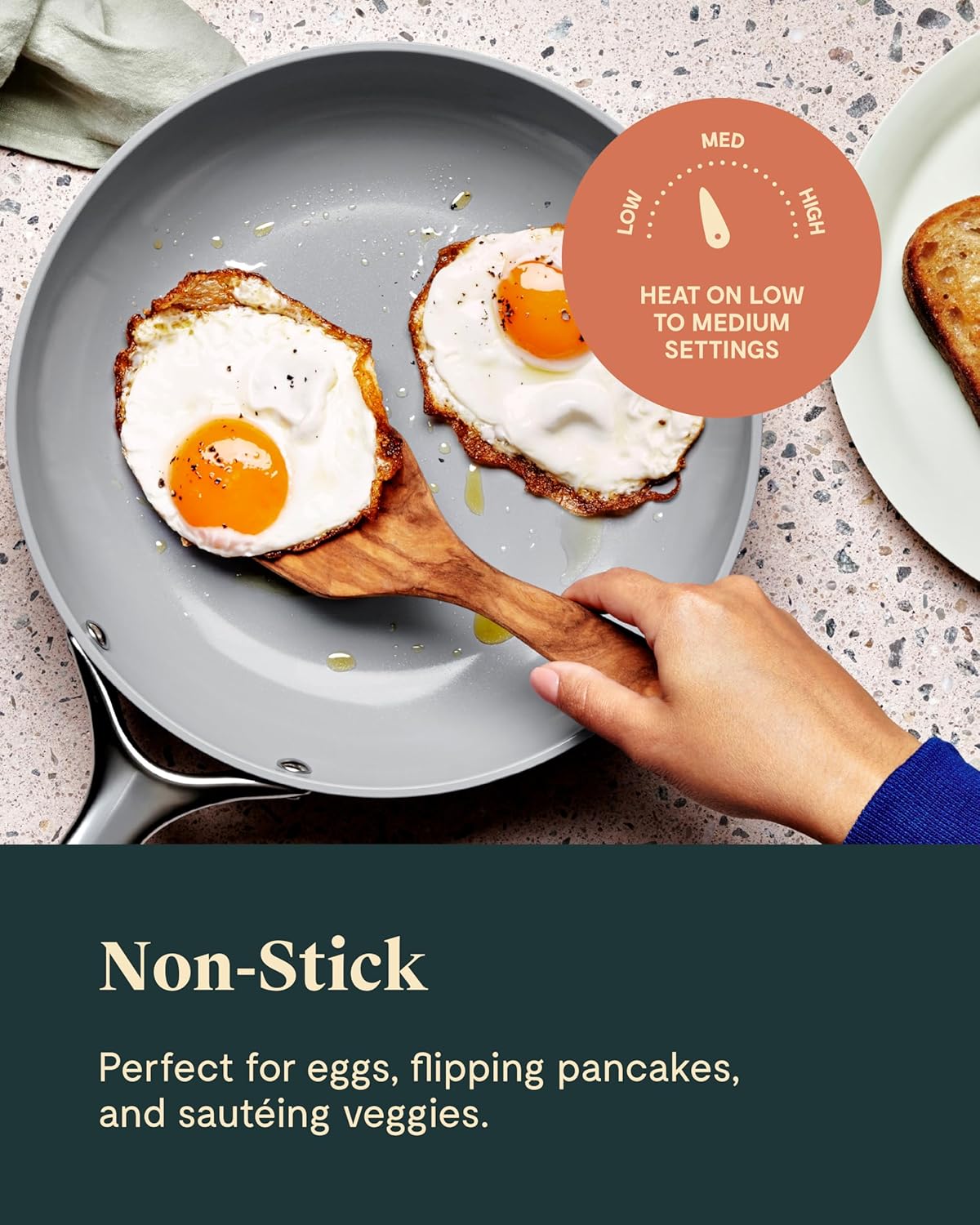 Caraway Nonstick Ceramic Frying Pan With Glass Lid (2.7 qt, 10.5") - Non Toxic, PTFE & PFOA Free - Oven Safe & Compatible with All Stovetops (Gas, Electric & Induction) - Marigold