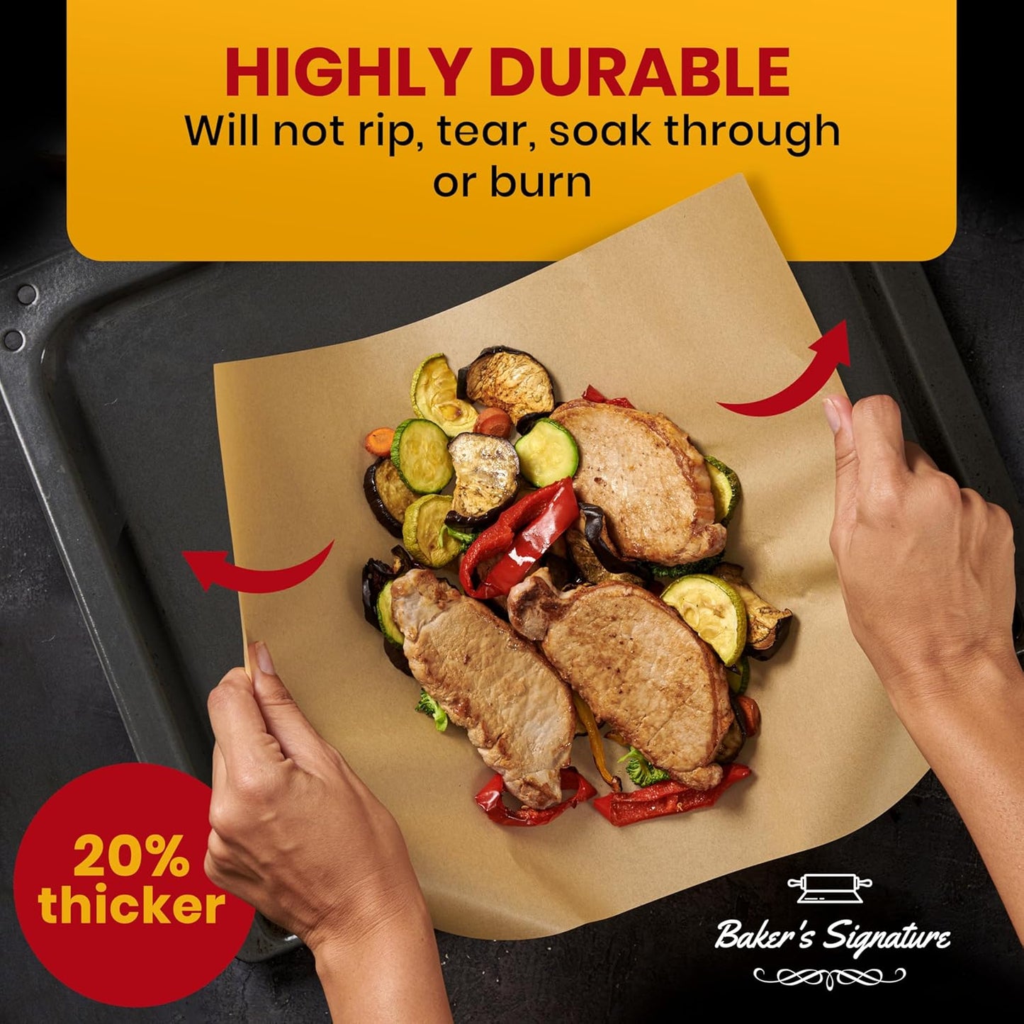 Parchment Paper Sheets for Baking, 12x16 In 120 Pcs by Baker's Signature | Precut Non-Stick & Unbleached - Will Not Curl or Burn, Non-Toxic & Comes in Convenient Packaging