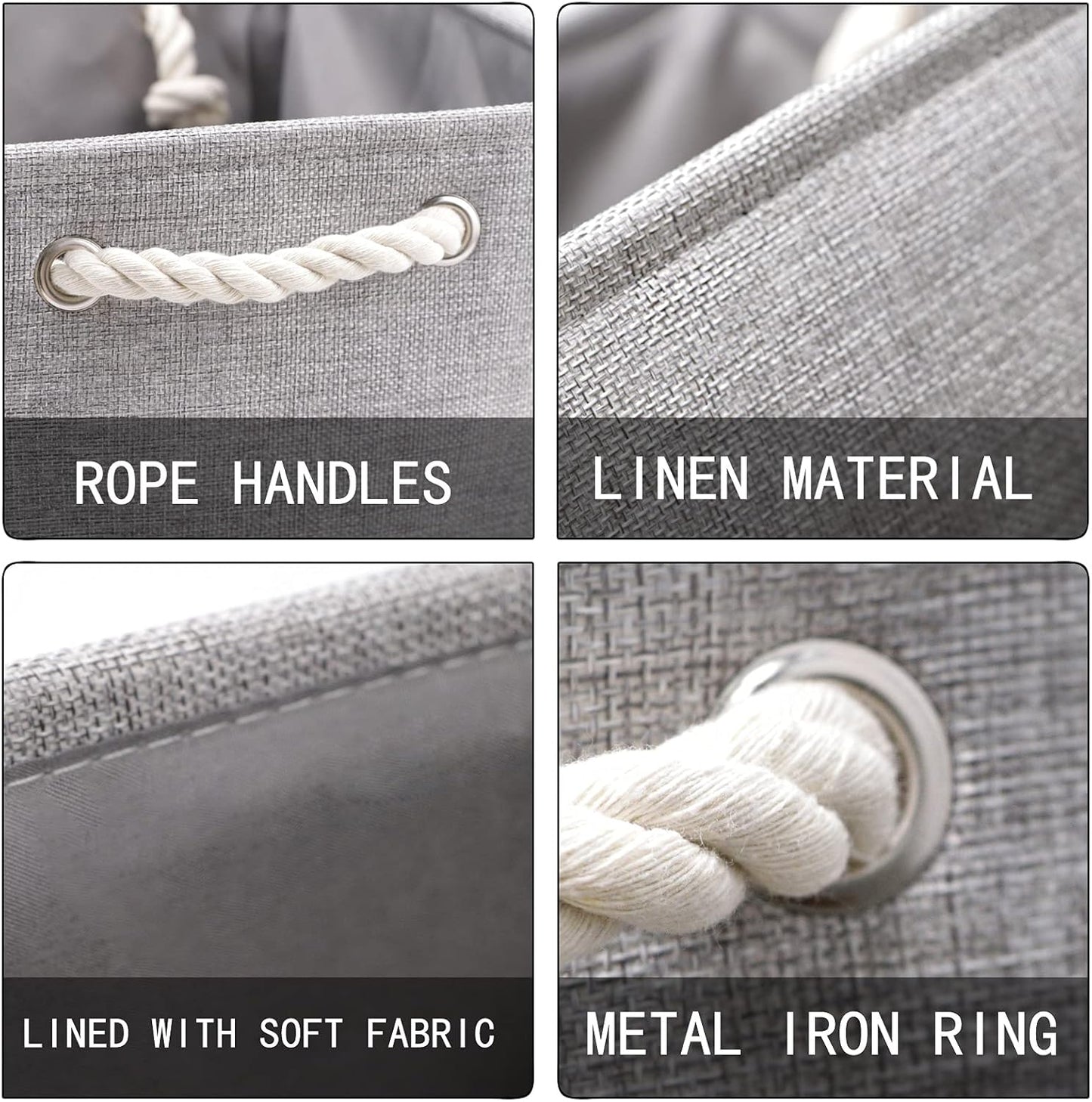 HNZIGE Shelf Baskets for Storage(3 Pack) Storage Bins Fabric Storage Baskets for Shelves,Baskets Set for Organizing Clothes,Nursery,Laundry(Gray,15" x 11" x 9.5")