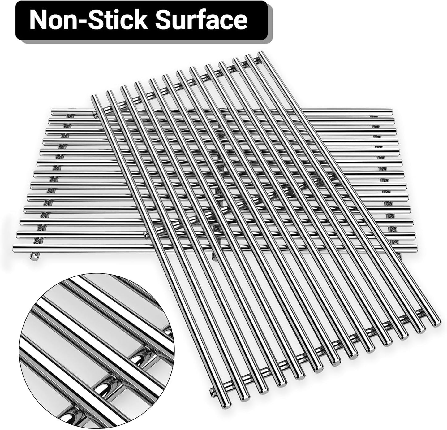 7637 Stainless Steel Grill Parts for Weber Spirit E210, 17.5 Inch Cooking Grates for Weber Spirit E210, E220, S210, S220 with Front Control, Replacement Parts for Weber Spirit 200 & GS4 Spirit II E210