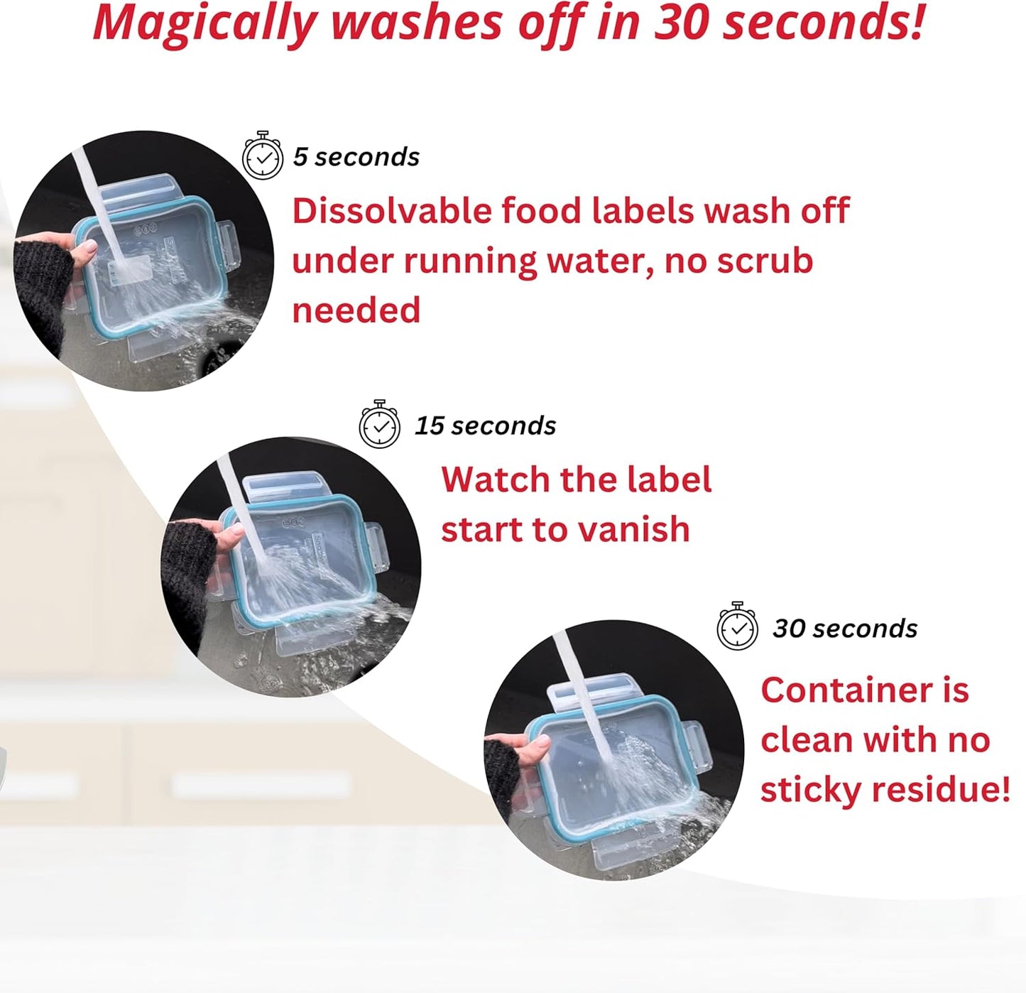 2x1 Dissolvable Food Labels, 250 Label Stickers, Bottle Labels for Storage Bins, Sticker Labels for Food containers, (250, Green)