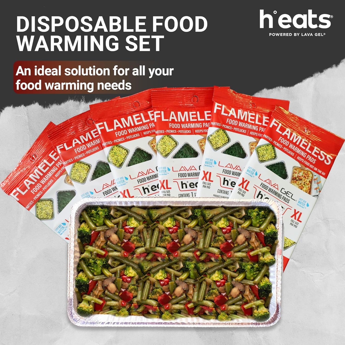 Flameless Food Warming Pads (6 Pack) - Food Warmers for Parties Buffet Disposable - Party Buffet Servers and Warmers for Full Size Pans - Heating Pads for Chafing Dish- Must-Have Catering Supplies