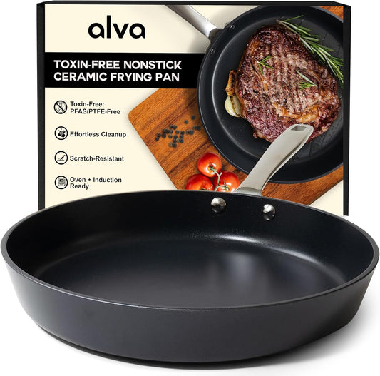 Alva Maestro 8” Ceramic Nonstick Frying Pan – PFAS/PFOA/PTFE-Free, Healthy & Toxin-Free Cooking – Recycled Aluminum, Induction & Oven Safe, Superior Heat Distribution