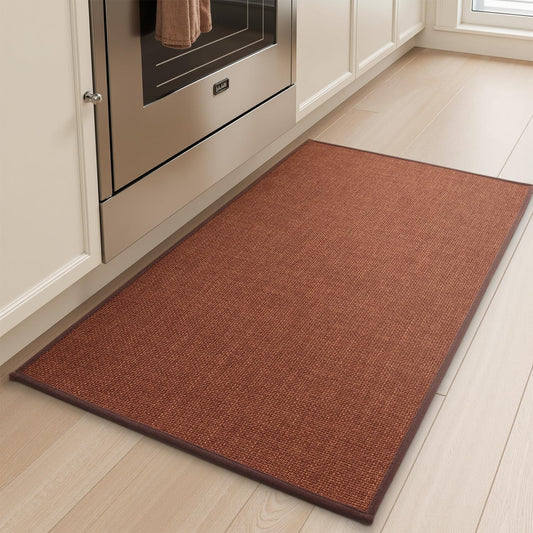 tchdio Kitchen Mats for Floor, Rubber Backed Kitchen Rugs Non Slip Washable, Superior Absorbent Kitchen Runner Rug Easy to Clean, Comfort Kitchen Floor Mat Front of Sink (Burnt Orange, 20" × 32")