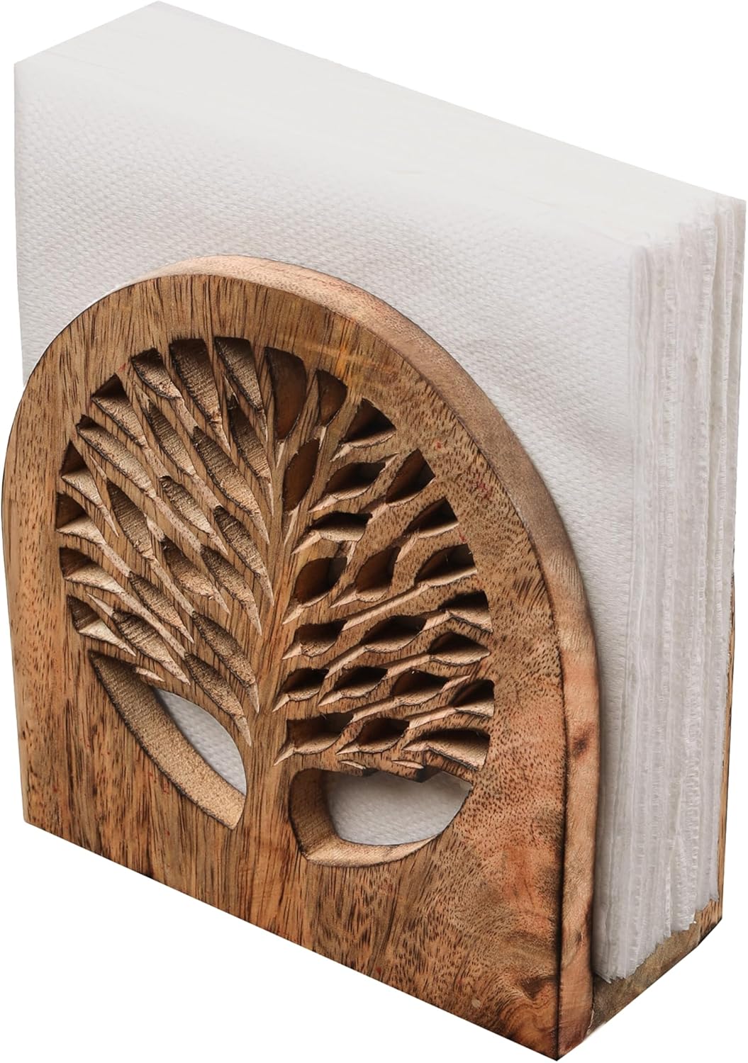 Tepo Wood Napkin Holder for Table, Stylish & Durable Napkin Stand for Paper Napkins, Wooden Napkin Holder for Kitchen, Dining, and Outdoor Use, Functional & Elegant Tabletop Organizer
