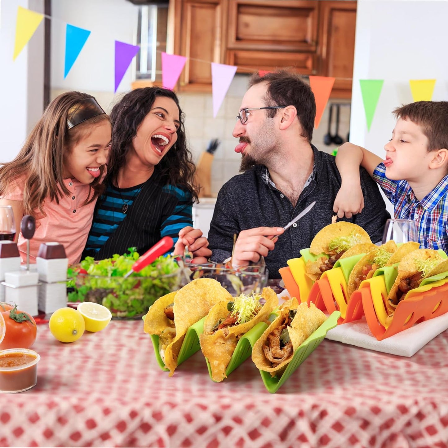 Li&Zhao Taco Holder Stands - 3 PCS Colorful Taco Trays Taco Plates Taco Rack Taco Stands Taco Shell Holder for Baking Grill Barbecue Oven Dishwasher & Microwave Safe