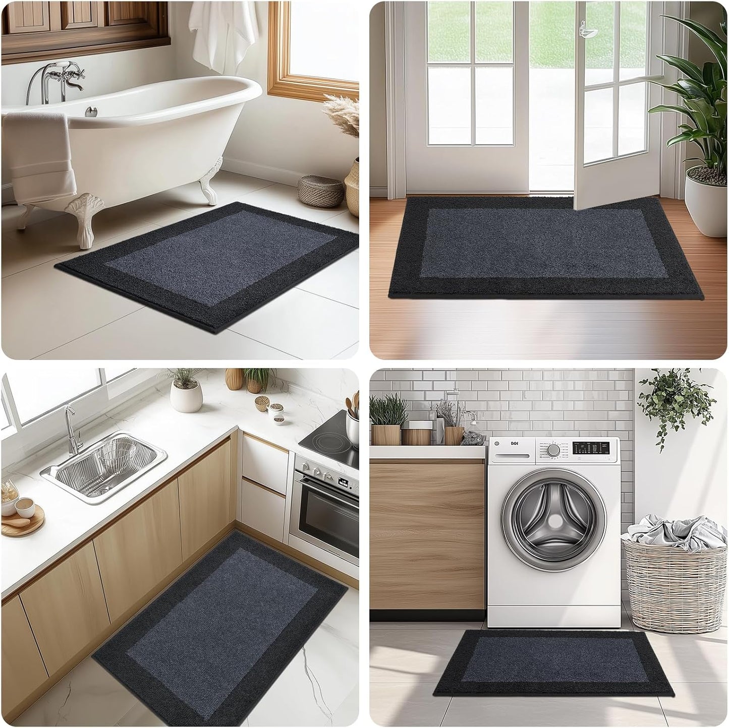 Machine Washable Kitchen Rug 32" x 84", Non Slip Kitchen Mat for Floor, Absorbent Entrance Runner Rug for Bedroom, Hallway, Bathroom, Door (Roll Packing)
