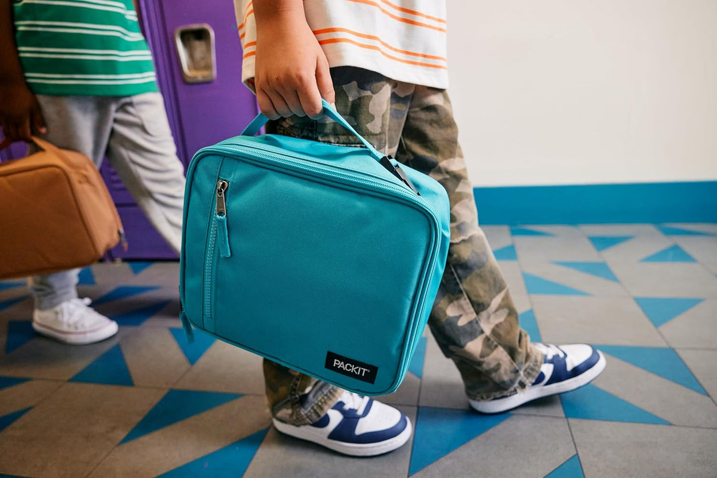 PackIt Freezable Classic Lunch Box, Blue Sky, Built with EcoFreeze Technology, Collapsible, Reusable, Zip Closure With Zip Front Pocket and Buckle Handle, Perfect for School Lunches