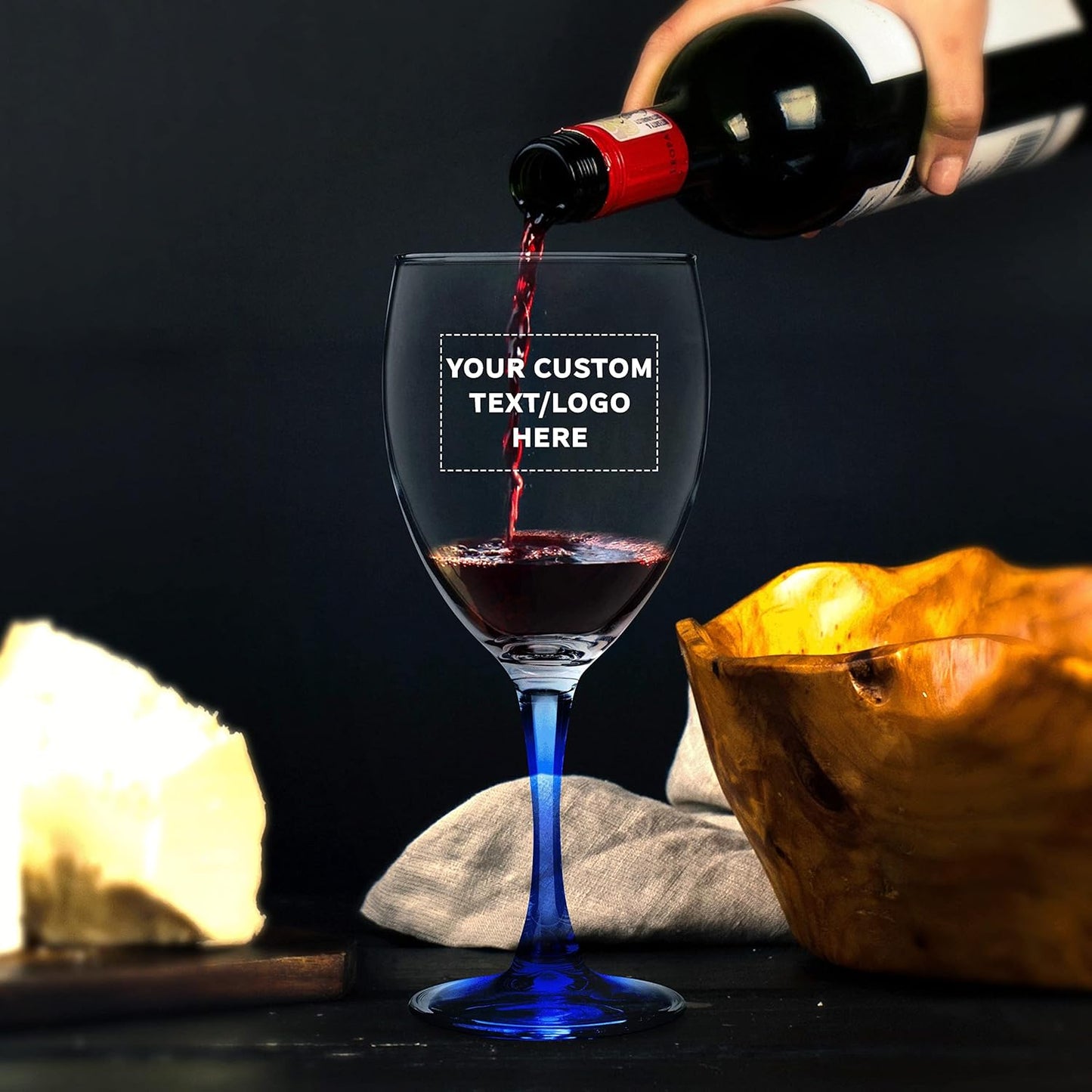 Custom Nuance Wine Glasses by ARC 10.5 oz. Set of 100, Personalized Bulk Pack - Restaurant Glassware, Perfect for Red Wine, White Wine, Cocktails - Blue