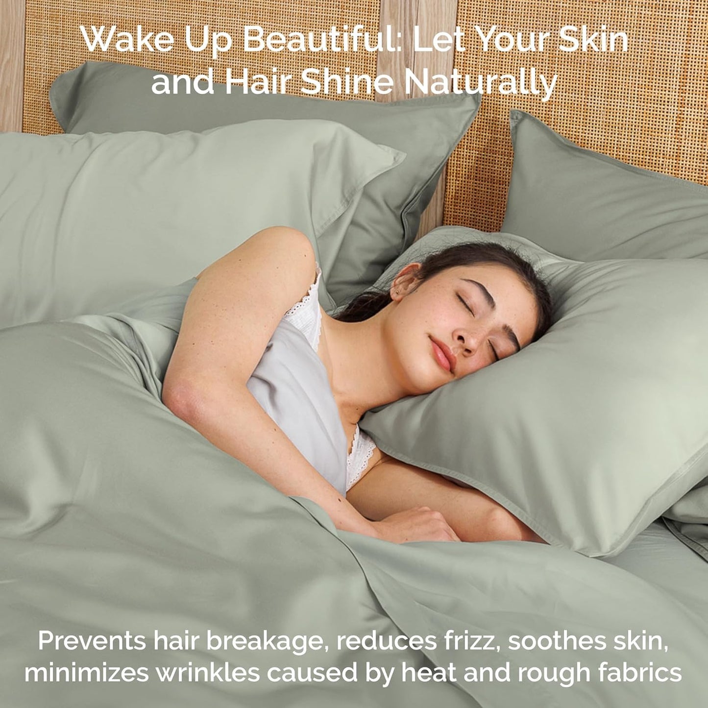 100% Viscose from Bamboo Sheets King Size, Super Soft Bedding Set, 4PC Cooling Sheets for Hot Sleepers, Vegan Silk Moisture Wicking, Organically Grown Bedsheet, Sage - 76" x 80"