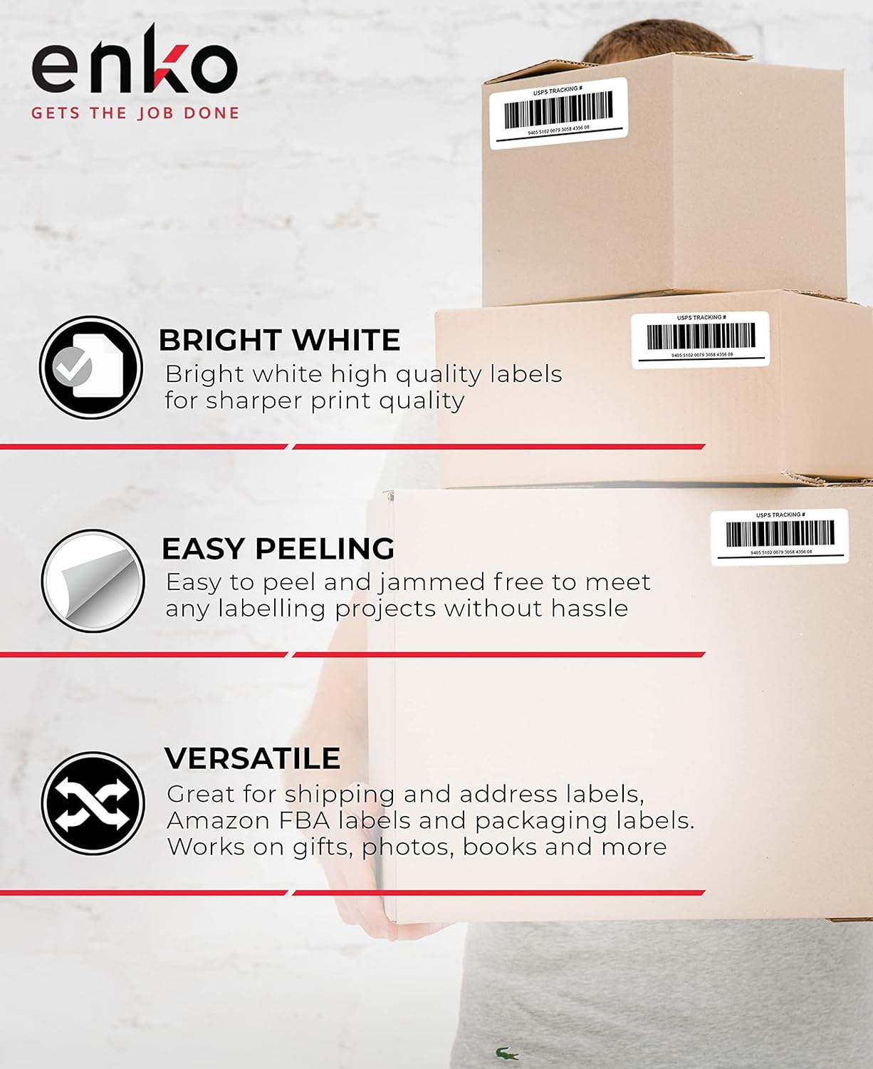 enKo 3-1/2 x 5 Inch Label - White Blank - 4 Up Per Sheet Shipping Address Mailing Labels for Laser Inkjet Printer (100 Sheets, 400 Labels)