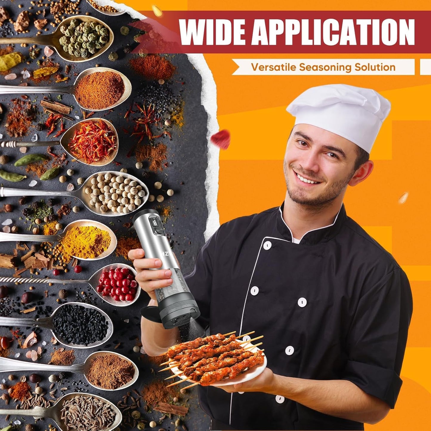 Electric Salt and Pepper Grinder Set with Charging Base, Upgraded LED Display & Variable Grinding Speed, Rechargeable Stainless Steel Automatic Pepper Mill with 100Ml Large Capacity