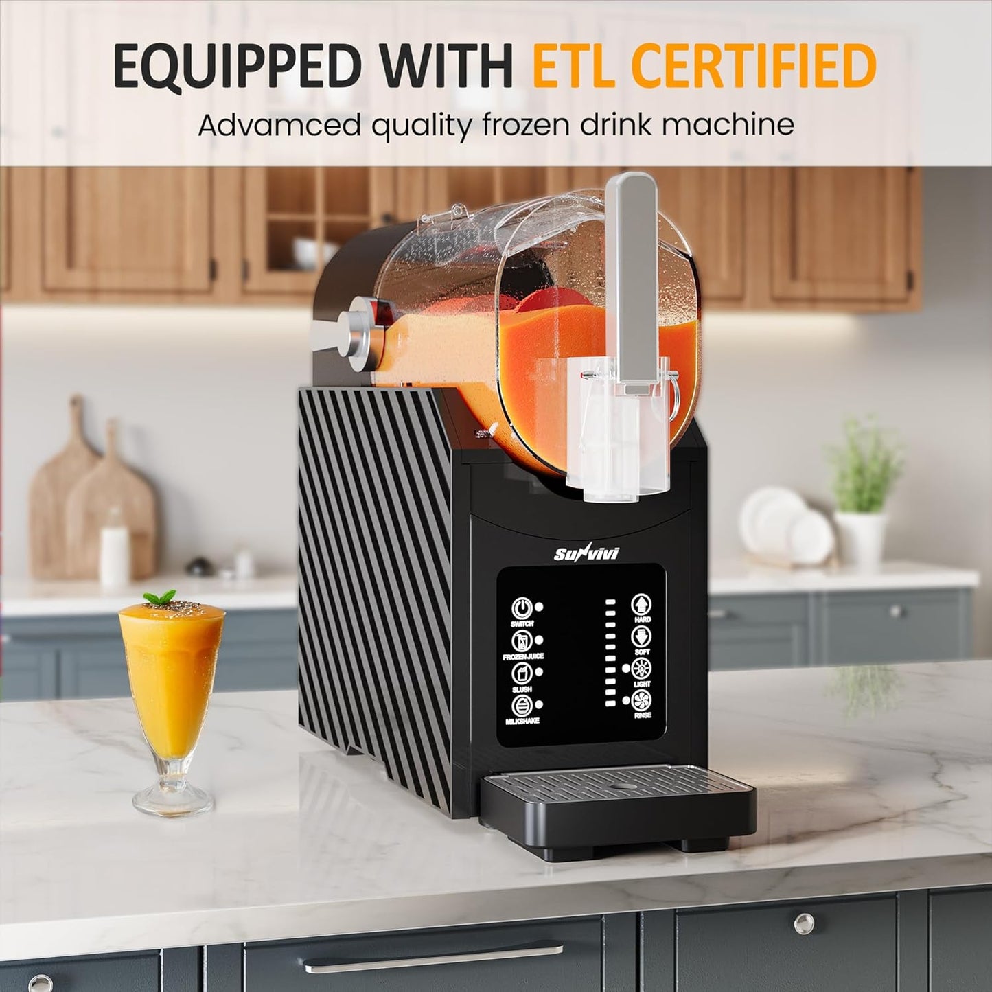 Sunvivi Slushie Machine for Home: 62oz Slushy Machine with Self-Cleaning Function, Professional Frozen Drink Maker with Frozen Juice, Slush & Milkshake, Snow Cone Machine with Hardness Control, Black