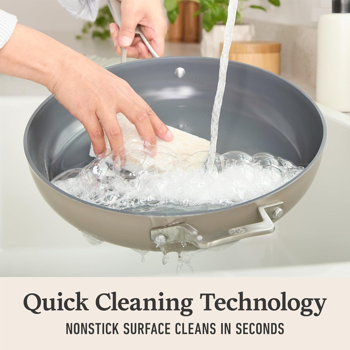 Calphalon® Premier Ceramic Nonstick 12" Frying Pan with Lid, Mushroom Grey