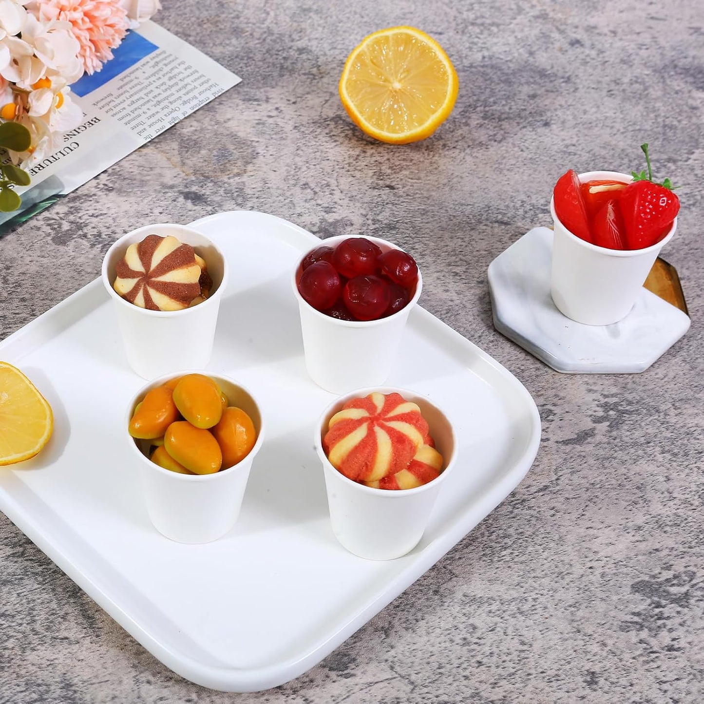 500 Count 3 oz Disposable Bathroom Cups, Small Mouthwash Cups, White Paper Cups, Hot/Cold Beverage Drinking Mini Cup for Party, Picnic, BBQ, Travel