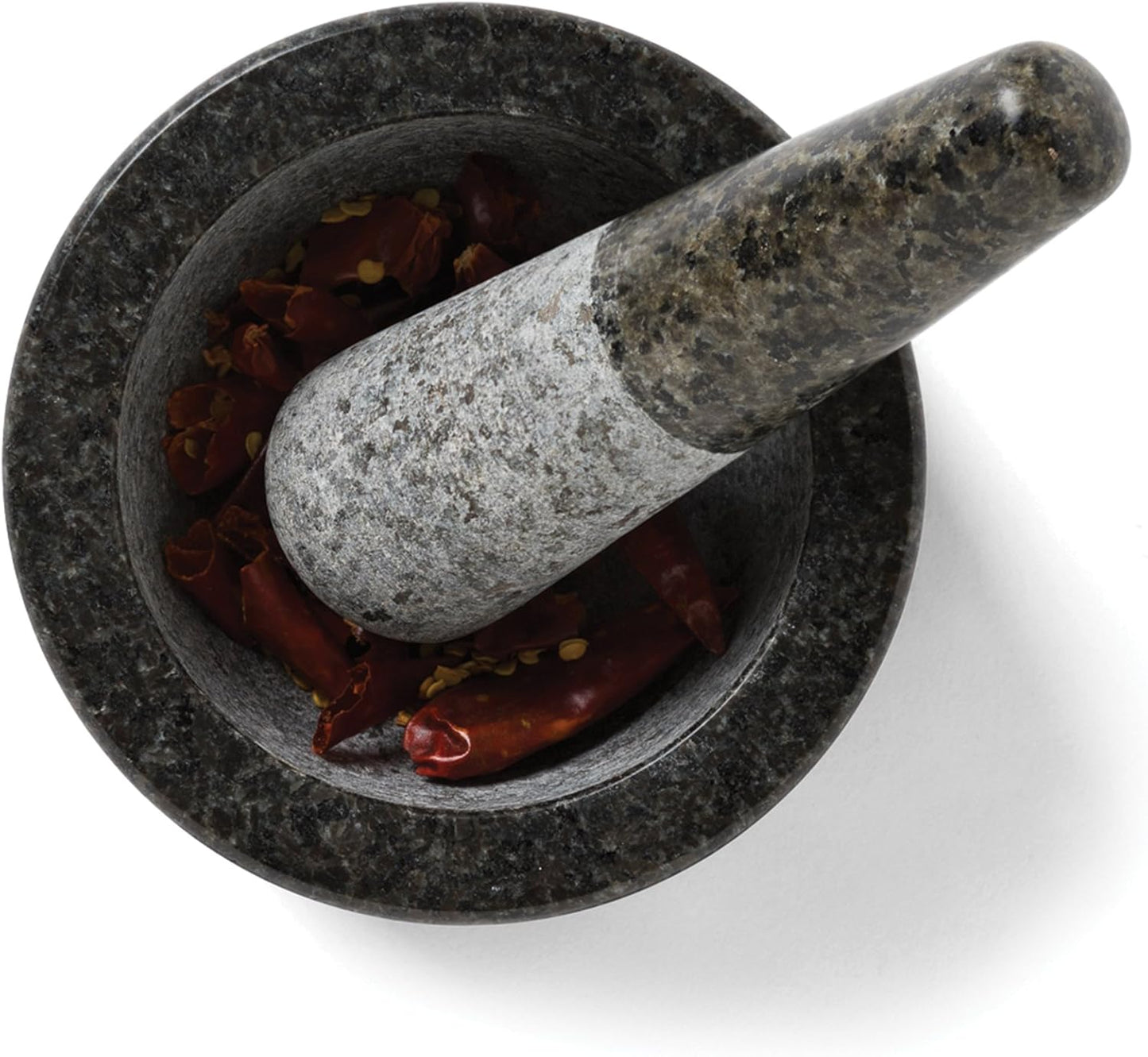 Fox Run Granite Mortar and Pestle, 4.75-Inch Diameter, Black & Gray