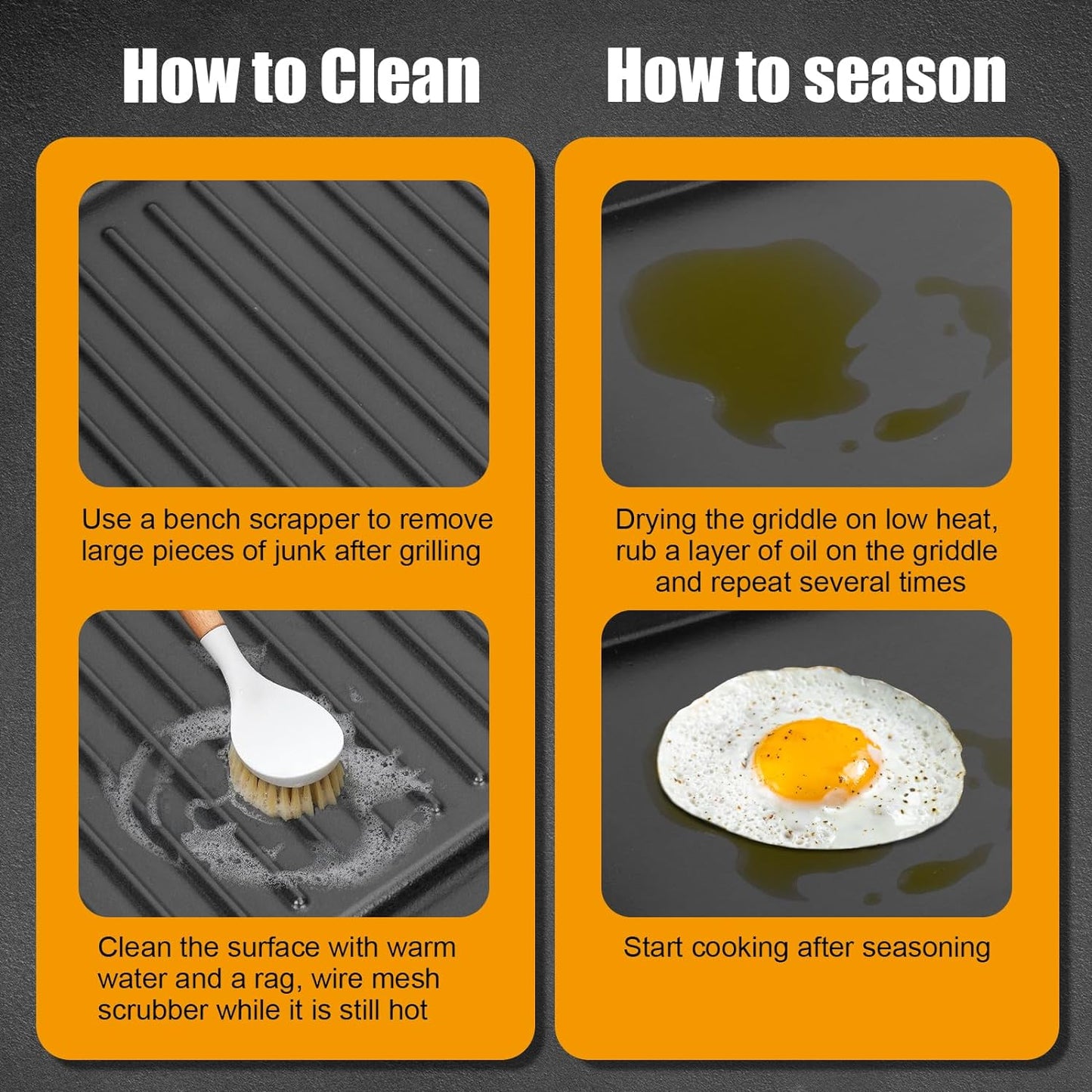 2-in-1 Reversible 19.25” x 11.75” Pre-Seasoned Cast Iron Cooking Griddle for Regal/Imperial Models Grill 11239, Flat Griddle Top Plate for Gas Stove/Charcoal/Electric/Propane/Gas Grill