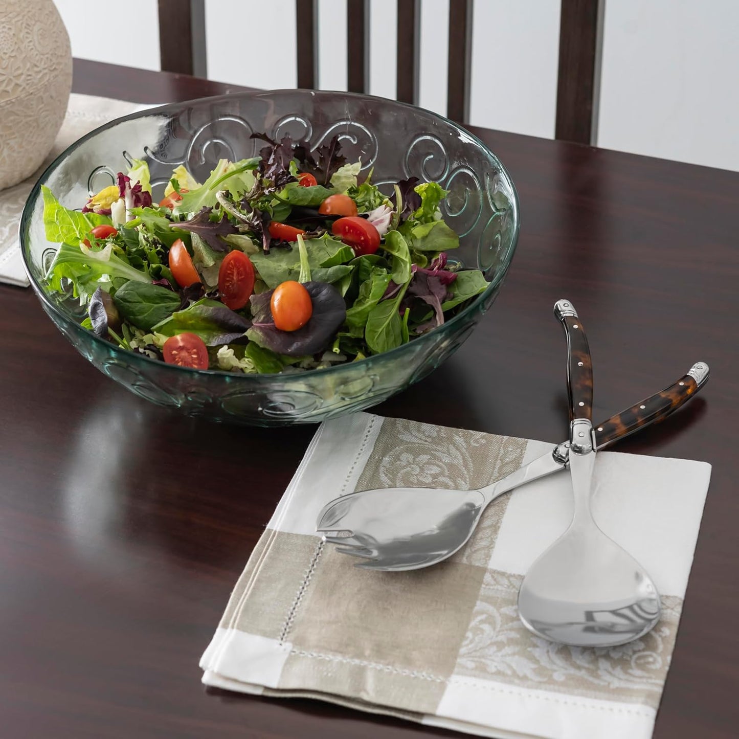 French Home 2-Piece Set of Laguiole Connoisseur Tortoise Shell Salad Servers