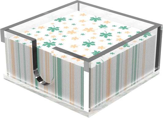 Rubtlamp 1Pcs Acrylic Napkin Holder Bathroom - 0.27Inch Thickness Acrylic Guest Towel Holder - Hand Towel Tray for Kitchen, Parties, Weddings, Party, Hotel, Restaurant（Clear, 5.5”X5.5”X2.5”）