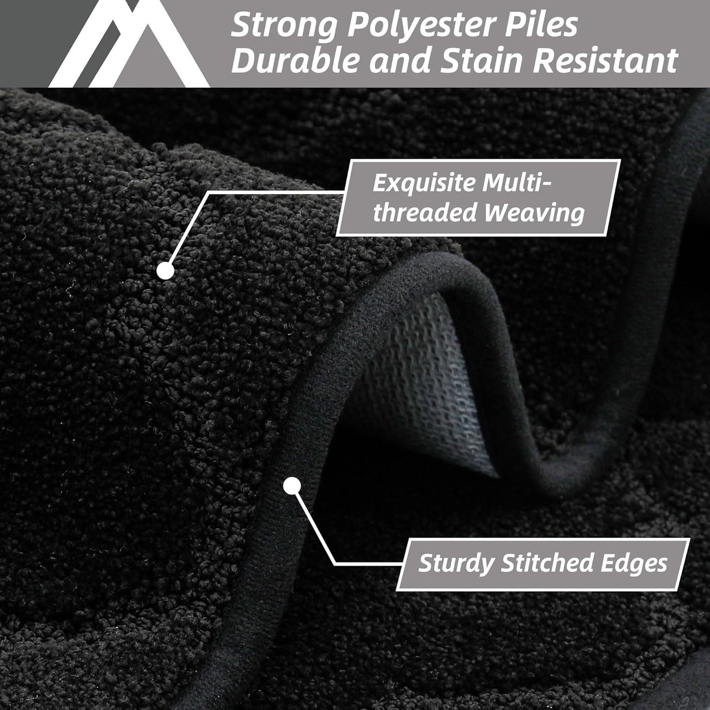 COSY HOMEER-Kitchen-Rugs-Non-Slip-Washable 24"x60" Absorbent Kitchen Runner Rug Polyester Kitchen Mats for Floor Soft Standing Floor Mats for Sink Mat,Hallway,Laundry,Black