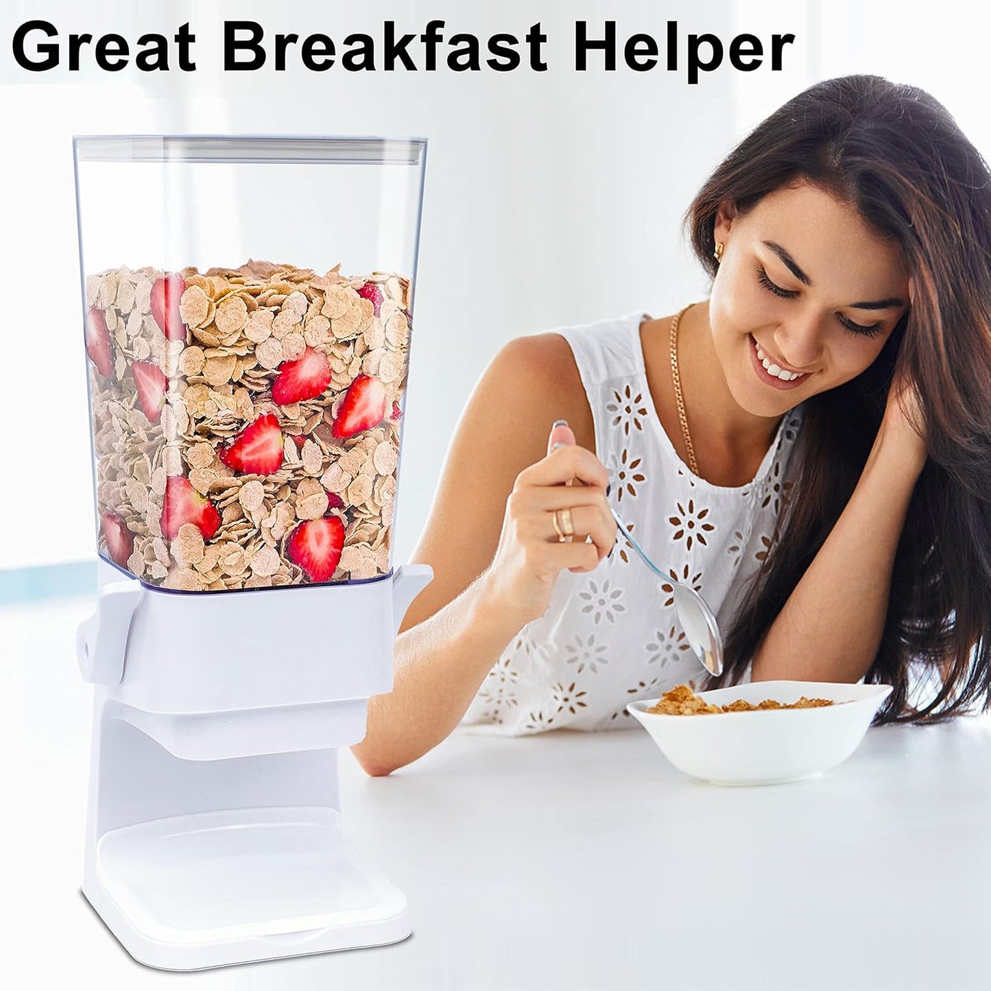 Cereal Dispenser Countertop, Cereal Containers Storage, 5L Organization and Storage Containers for Kitchen, Snack Dispenser for Rice, Grains, Nuts, Dry Food, Oatmeal, Pet food, White, 3Pc
