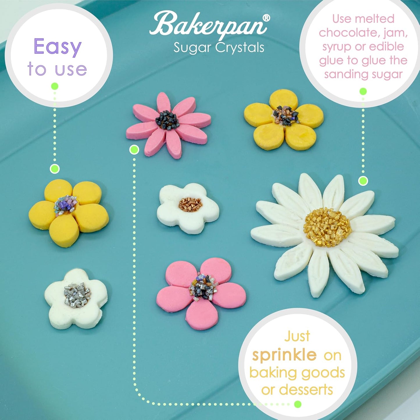 Bakerpan Pearlized Sugar Sprinkles for Baking - 5 Ounce - Sparkling Gold Decorating Sugar Crystals for Cookies, Cake Pops, Ice Cream (Made in USA)