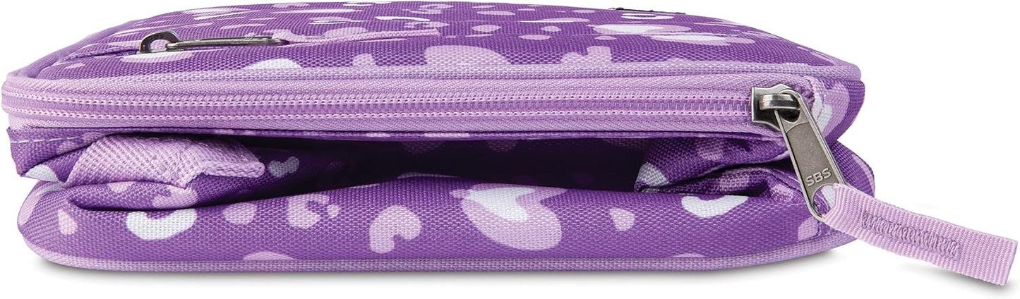 PackIt Freezable Classic Lunch Box, Leopard Hearts Purple, Built with ECOFREEZE Technology, Reusable, Zip Closure With Zip Front Pocket and Buckle Handle, Designed for Fresh Lunch On the Go