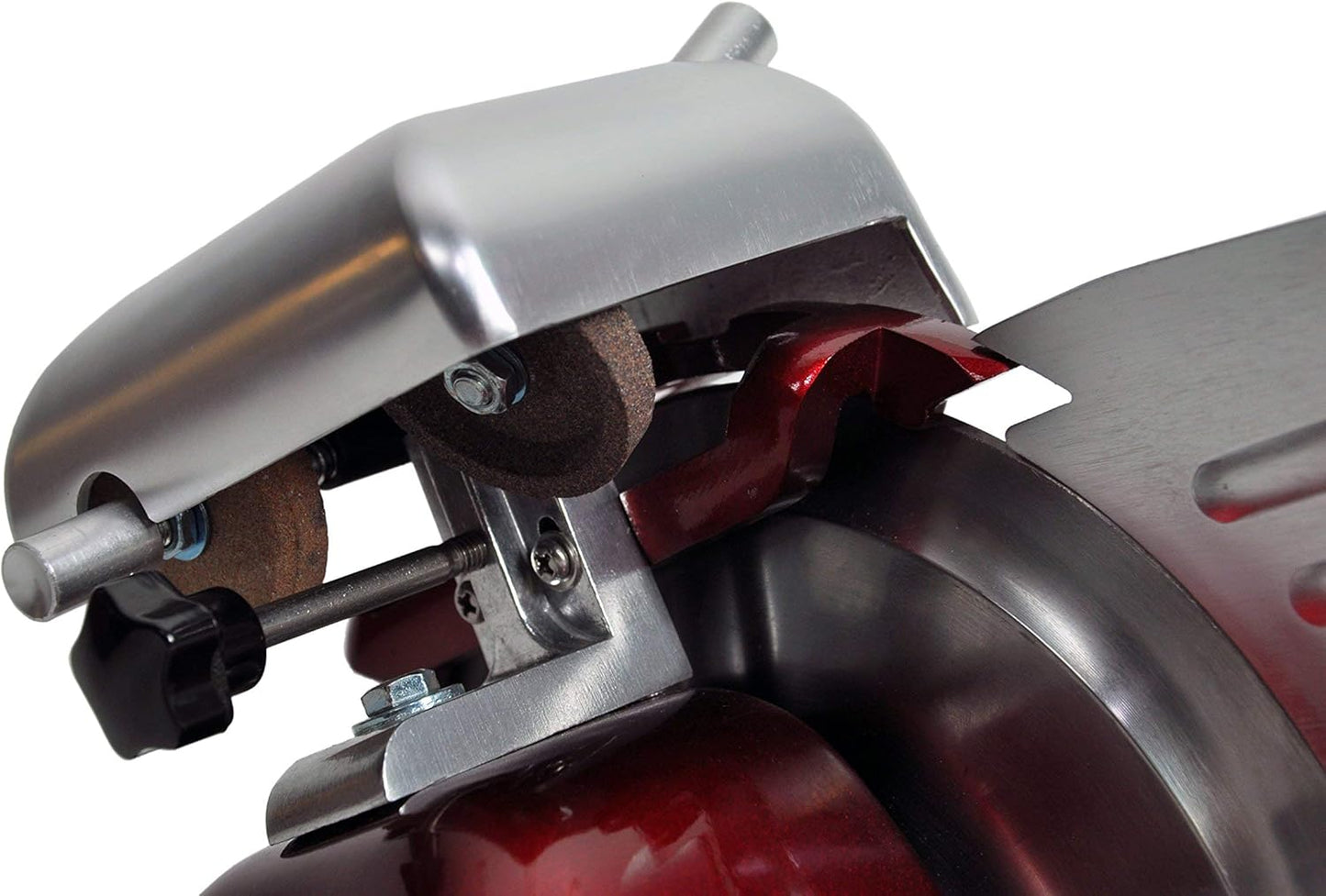 KWS MS-10XT Premium 320W Electric Meat Slicer 10-Inch in Red with Non-sticky Teflon Blade, Frozen Meat/Deli/Cheese/Food Slicer Low Noises Commercial and Home Use [ ETL, NSF Certified ]